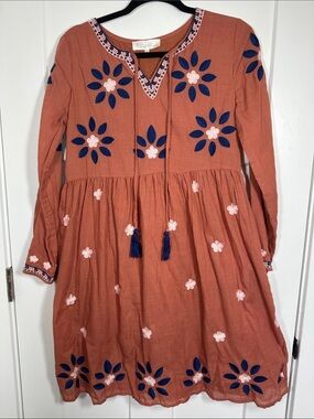 Pilcro & the Letterpress Rust Embroidered Midi Dress 023